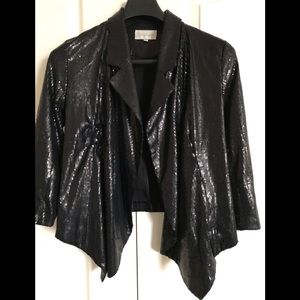Black sequinned draped jacket